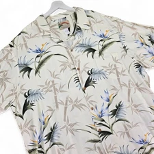 Paradise Found Hawaiian Shirt Mens 3XL Bird of Paradise Bamboo Camp Hawaii
