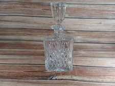Vintage Crystal Glass Whiskey Decanter with Stopper Square Cut Glass Barware