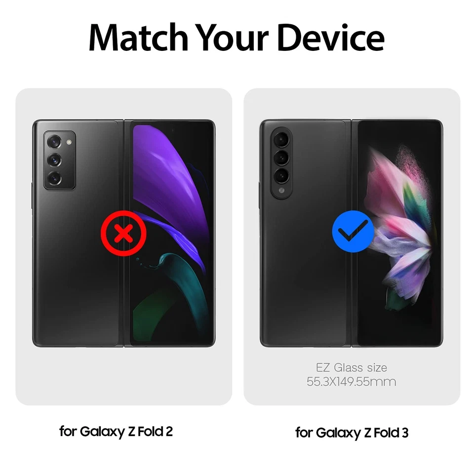 Protector de pantalla Whitestone 2PACK EZ GLASS para Galaxy Z Fold 3 2021, cubierta completa Foto 2 de 4