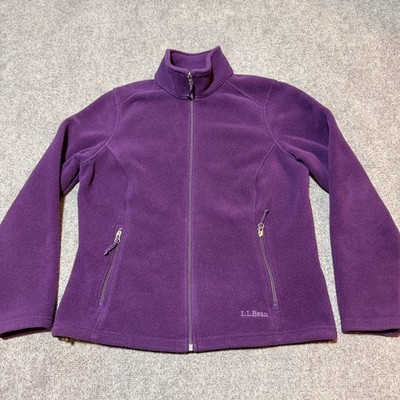 LL Bean Jacket Womens Medium Purple Fleece Mock Neck Full Zip Pockets