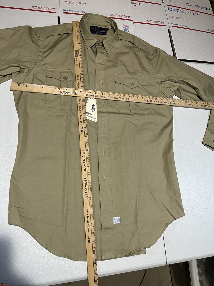 【USA製】80s Ralph Lauren サファリシャツ チノシャツ NEW VINTAGE Polo Ralph Lauren Safari Shirt USA MADE Men M Button