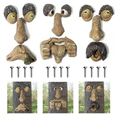 Tree Faces Decor Outdoor, Tree Face Outdoor Statues Old Man Trees Hugger Bark...