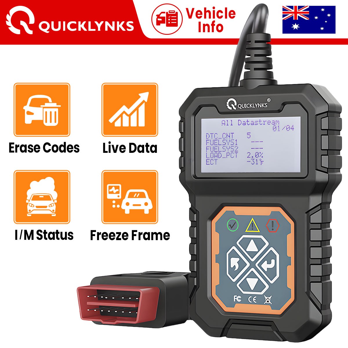 Quicklynks T31 OBD2 Scanner - Read Engine Codes & Diagnose Check Engine Light