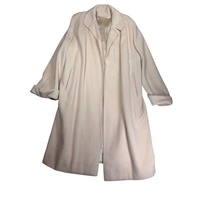 Vintage Country Tweeds El Elegante 100% Cashmere Cream Long Coat Women M - Image 1 of 4