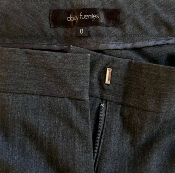 Daisy Fuentes 女式弹力裤套装灰色 8 码裤子,西装外套 10 码 — 第 4/4 张图片