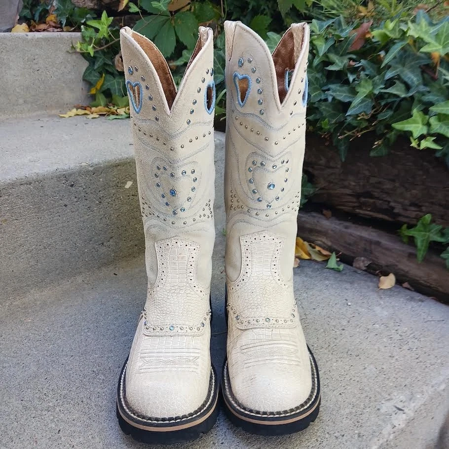 Botas de vaquero Ariat Baby Buck para mujer en cuero Bone Gater talla 9 Foto 3 de 4