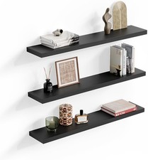 3 35.4 Inch Floating Wall Shelves, Black