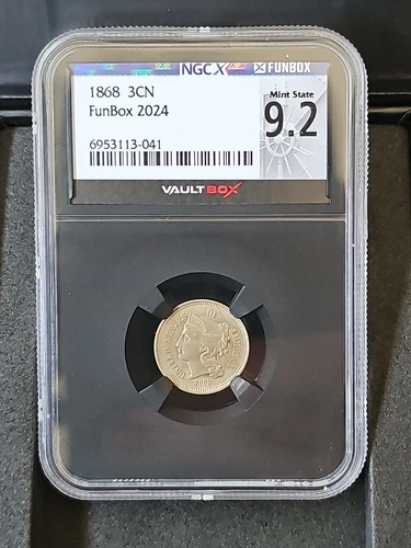 1868 3CN Three Cent NGC 9.2 Vault Box 2024 MS62