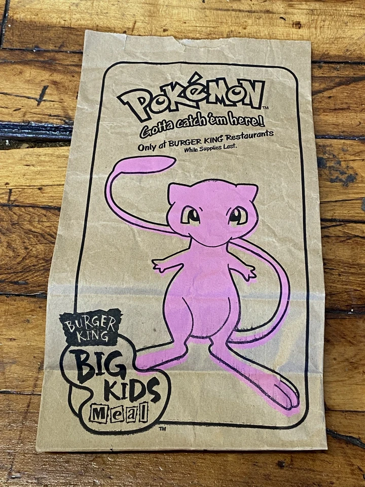 Vintage 1999 Pokemon Mew Burger King Kids Meal Paper Bag Lot of 2 - Image 2 of 4