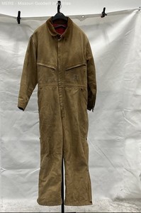 Vintage 90s Carhartt Red Quilt Lined Duck Canvas Coveralls Brown Sz 44 Short
