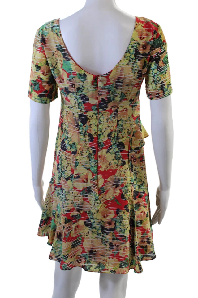 Vestido Nanette Lepore Mujer Seda Estampado Floral Línea A Multicolor Talla 2 Foto 3 de 4