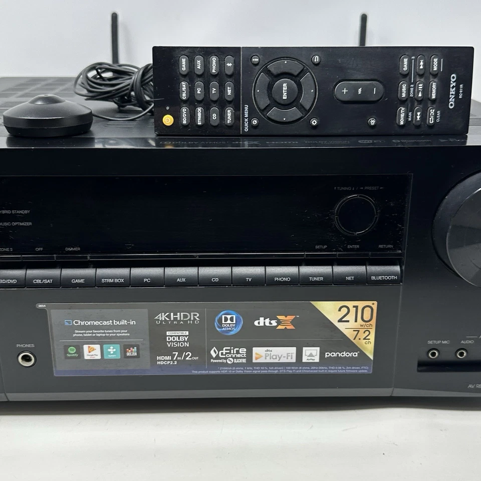 Onkyo TX-NR676 7.2 Channel 4K HDR Dolby Atmos Network Receiver W/ Remote Bundle - Image 3 of 4