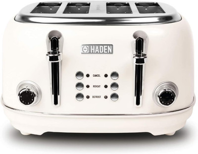 Heritage White Toaster 4 Scheiben - Variable Bräunungssteuerung Toaster - Edelstahl S