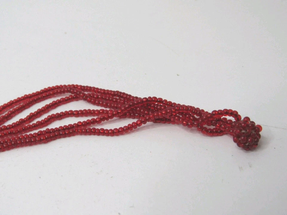 Vintage Red Beaded Art Deco Purse Flapper Tassel Hand Bag Shoulder Purse #P16 - Image 3 of 4