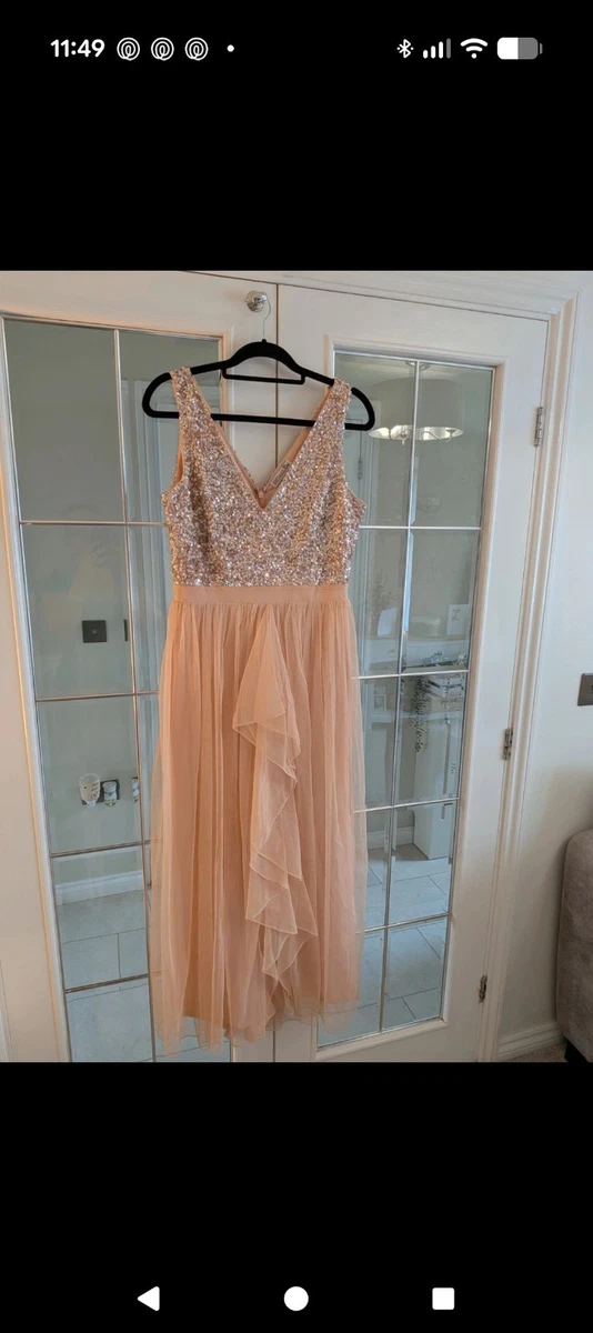 peach bridesmaid dresses uk A-Line/Princess V-Neck Long Bridesmaid Dresses with Ruffles  Lavetir UK