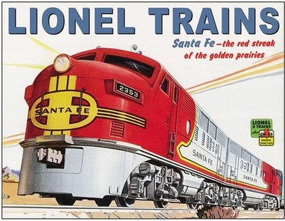 Tin Signs Lionel Santa Fe Classic Train Reproduced From Vintage Ad - 2284