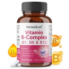 Vitamin B-Complex B1, B6, B12 - Supports Energy, Mental Clarity 30/60/120Caps