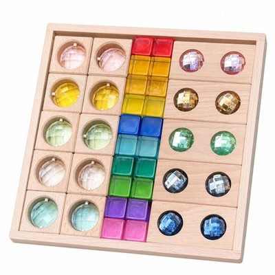 Holzbrett mit Acrylblöcken Entwicklung Holzpuzzle für Kleinkinder