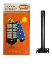 LAMPIONE STRADALE SOLARE FARO LED 2000W TELECOMANDO IMPERMEABILE STAFFA INCLUSA