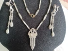 VINTAGE ART DECO 1920s FRENCH PASTE RHINESTONE NECKLACE CHANDELIER EARRINGS SET