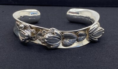 Barry Kieselstein Kordel 925 Silber Frosch und Lilie Armreif Armband 