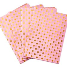100 Sheets Pink Tissue Paper with Gold Pattern 20x14 Inch for Gift Bags