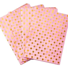 100 Sheets Pink Tissue Paper with Gold Pattern 20x14 Inch for Gift Bags