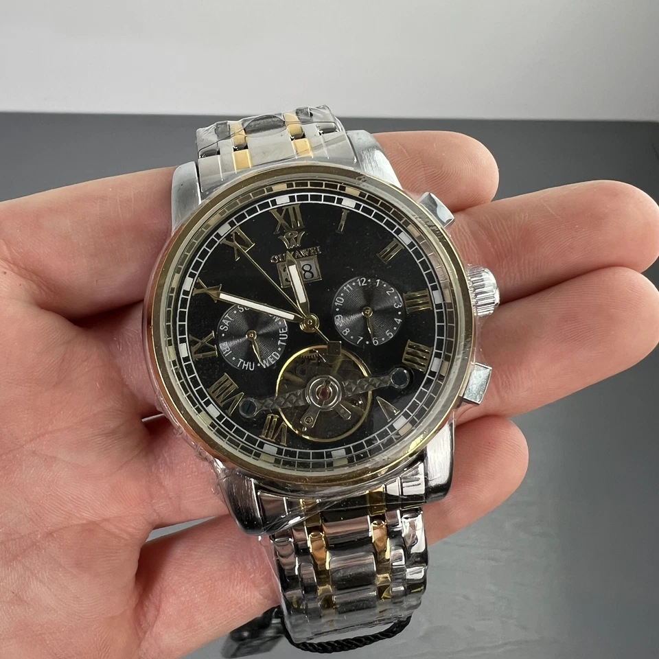 Reloj Pulsera Mecánico Ouyawei Lujo Esqueleto Acero Inoxidable Foto 2 de 4