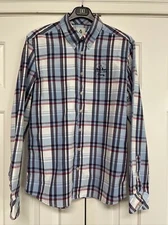 Gaastra Mens L Button Down Nautical Supplies  Blue Plaid Shirt