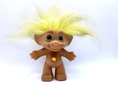 1990 3 Inch Naked Troll Yellow Hair And Yellow Gem Bellybutton Ace Novelty Co