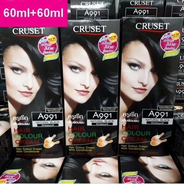 X3 Cruset Dye Black Temporary Permanent Hair Color Cream Kit Natural Black A991 - Image 2 of 4