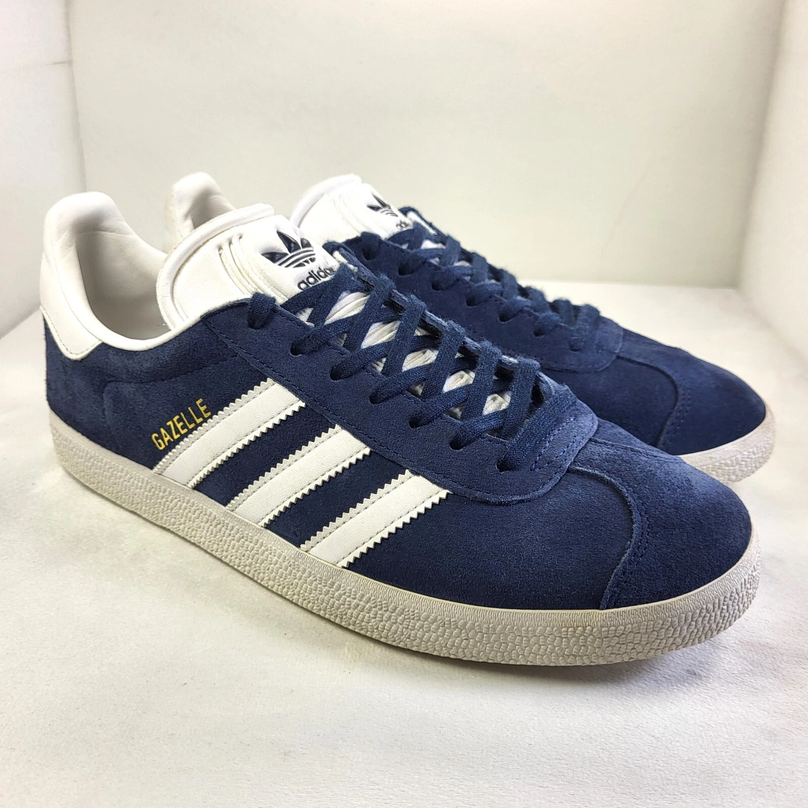 ADIDAS Gazelle Scarpe da Ginnastica Uomo Scamosciate Blu Navy Bianco UK7 (X325)
