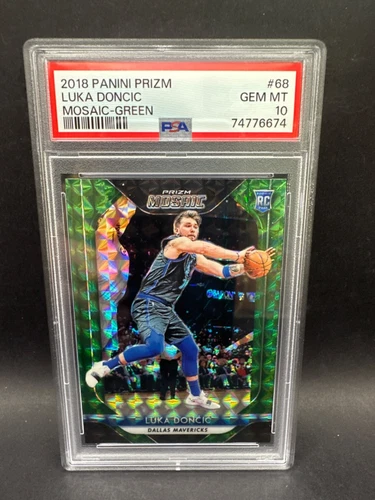 LUKA DONCIC 2018 PANINI PRIZM #68 MOSAIC GREEN PARALLEL ROOKIE RC PSA 10 GEM NBA