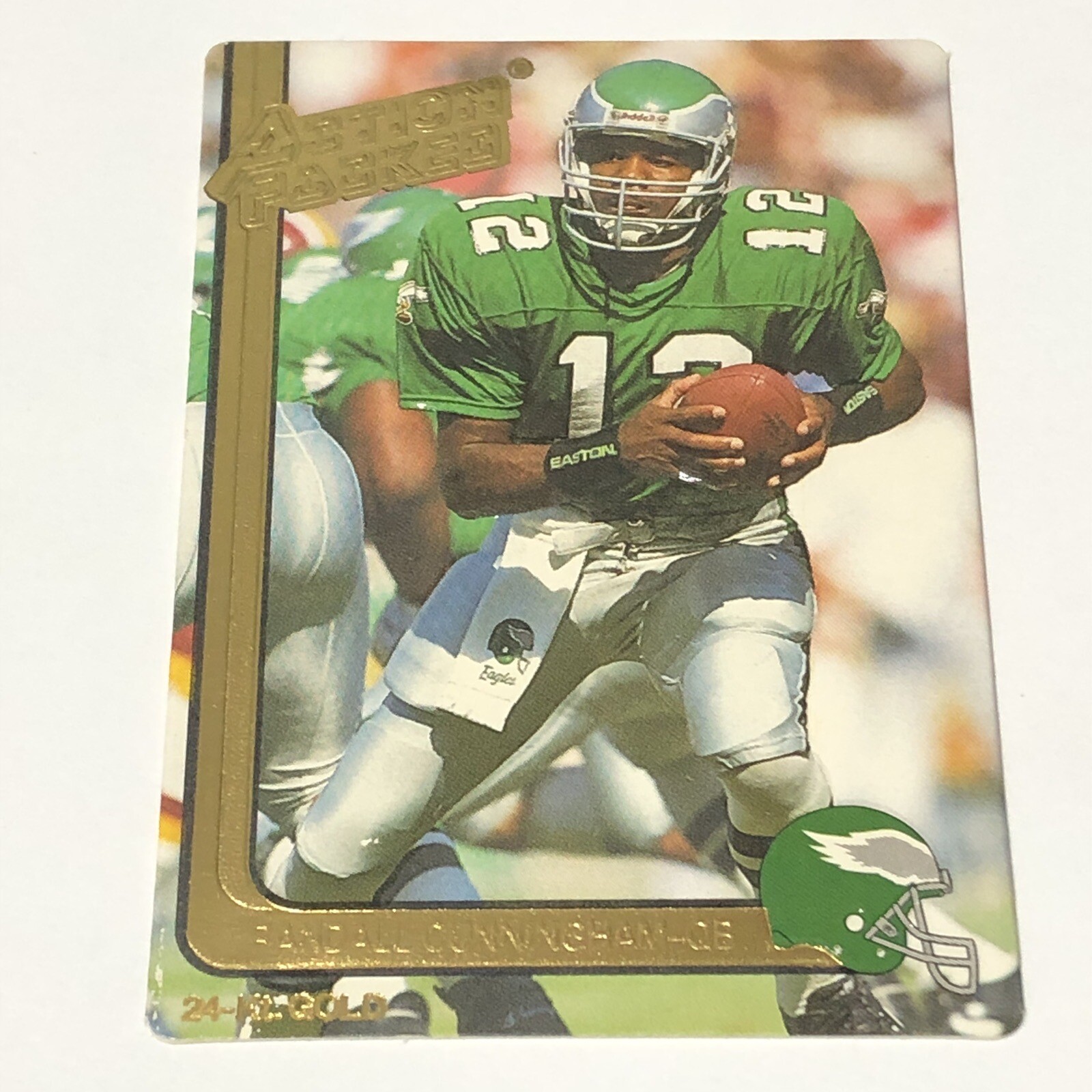 1991 Hi-Pro 24Kt Gold ACTION PACKED Football, Randall Cunningham #34G