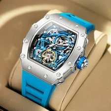 Fashion Luxury Men Watch Hollow Out Rudder Flywheel Fully Automatic Mechanical