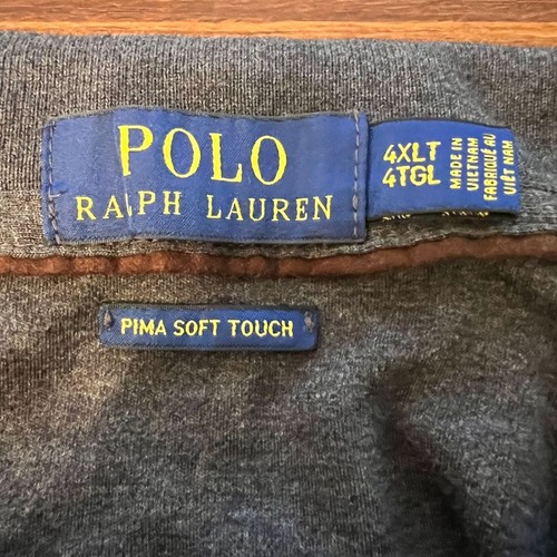 Polo Ralph Lauren Polo Shirt Mens 4XLT TALL Soft Touch Cotton Rib Cuff Gray - Picture 6 of 9