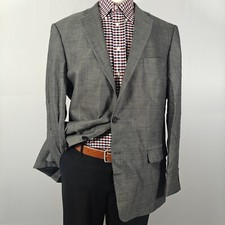 Hart Schaffner Marx Men's Sport Coat Blazer Two Button Gray Silk Wool Sz 46L