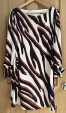 Wallis Size 14 Ladies Dress Zebra Print Brown Cream Black Short Evening Party