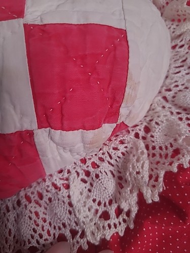 Shabby Cottagecore Country Chic Heart Pillow Patchwork Quilted Center 10X11" - Picture 16 of 16