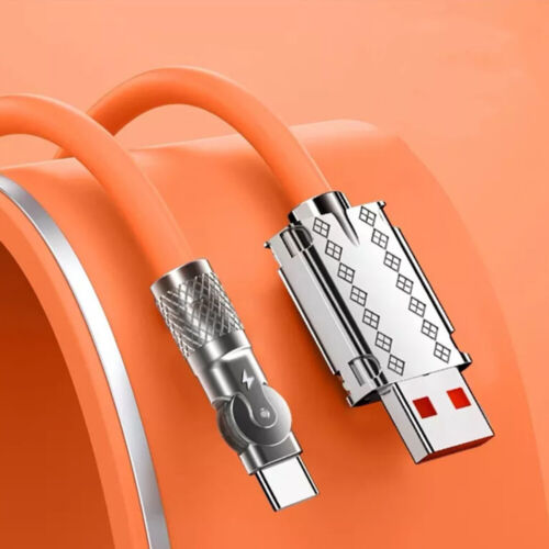 USB to Type C Charging Cable Lead Heavy Duty 120W 6A Super Fast 180° Rotation - Picture 8 of 13