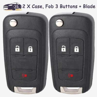 2 X Flip Remote Key Case Fob 3 Buttons Shell for Chevrolet Equinox Sonic Orlando