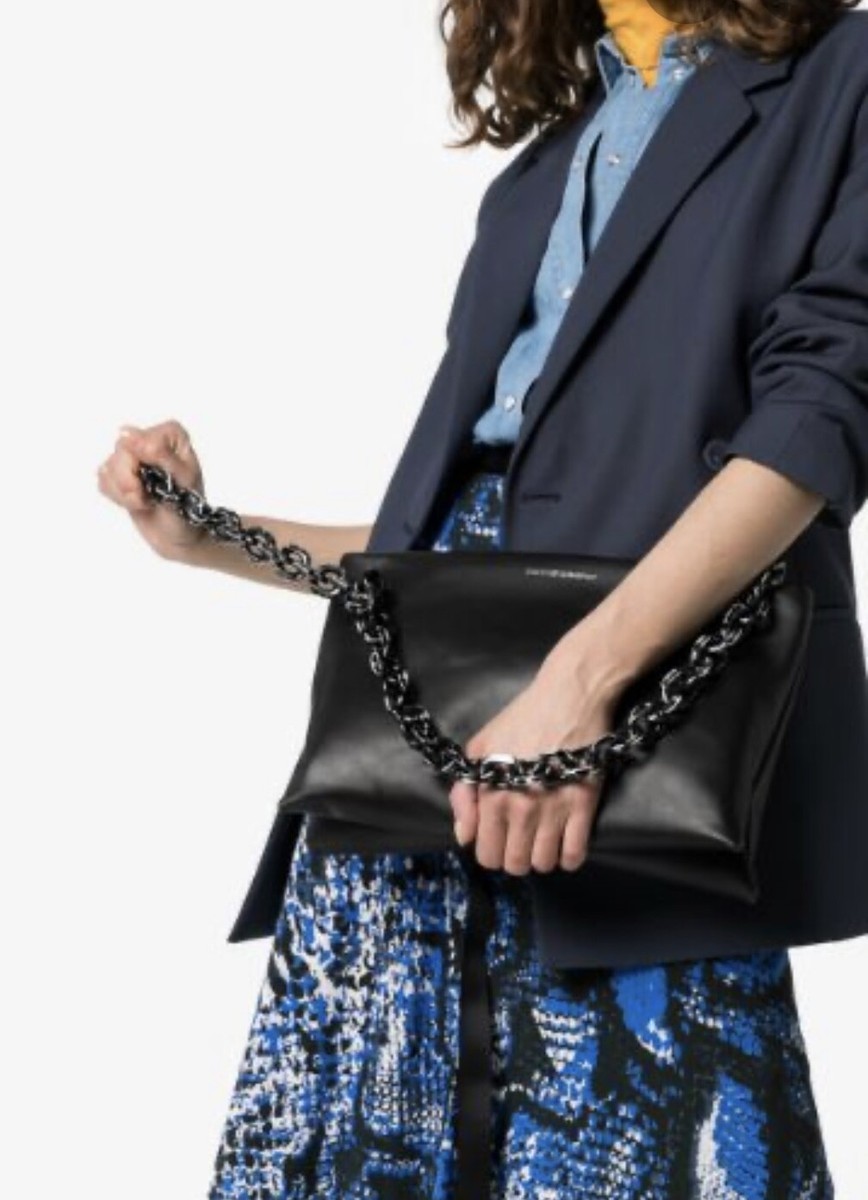 CK 205W39NYC Made in Italy Chain Leather Shoulder Clutch Handbag