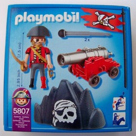 Playmobil Pirates 5807 Pirate figure w/ Cannon NEW and rock formation with skull