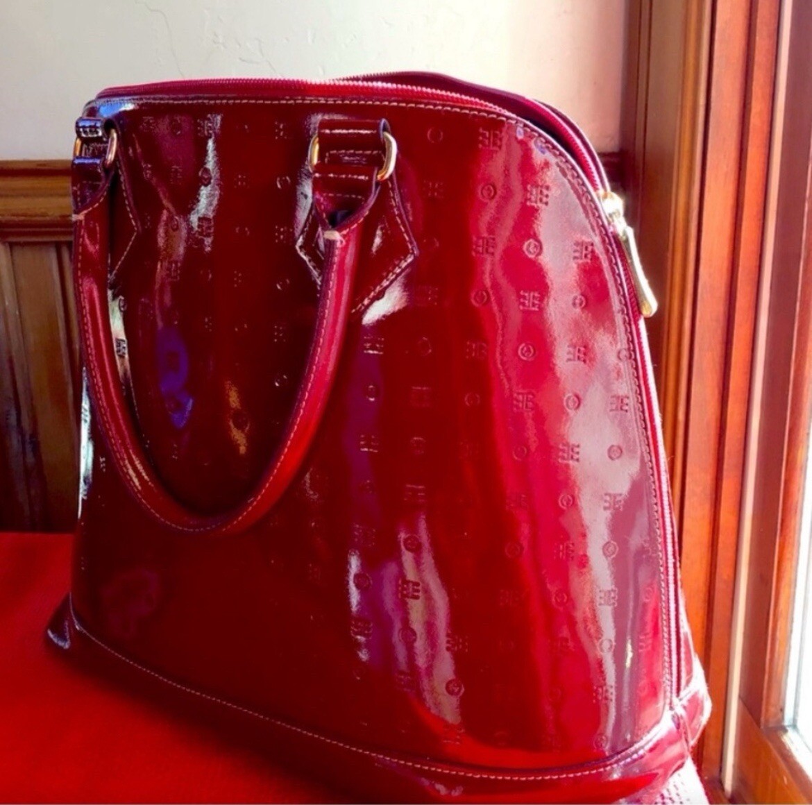 Arcadia Ruby Red Dome Style Extra Large Satchel/b… - image 1