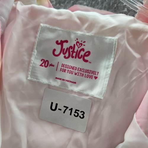 Justice Girls Anorak Jacket 20 Pink Tie Dye Windbreaker Hoodie 1/2 Zip NWT - Picture 2 of 11