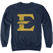 East Tennessee State Adult Crewneck Sweatshirt Distressed, Navy, S-3XL
