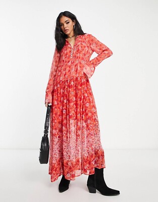 free people coral maxi dress Free People Heat Wave Maxi Dress in Dusk Coral Combo