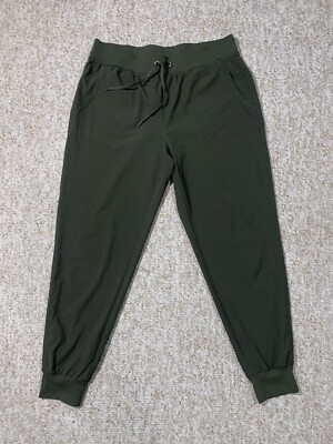 CRZ Yoga Athletic Pants Women Drawstring Waist Pocketed Hunter