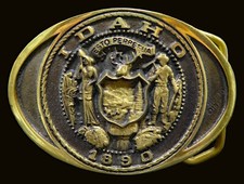 Idaho 1890 State Seal Brass Vintage Belt Buckle