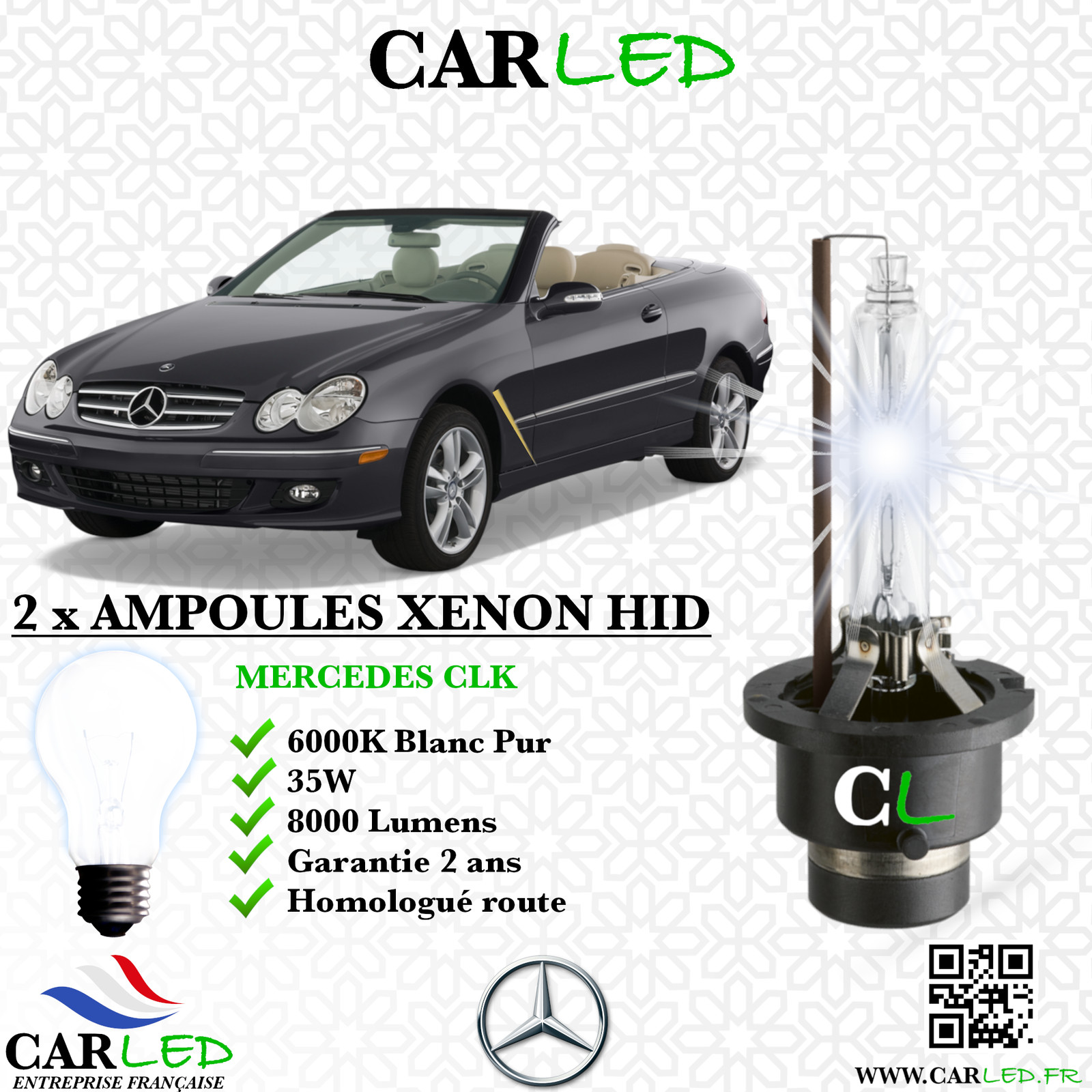 Ampoule Xénon 35W 8000lm pour Mercedes CLK - Éclairage Anti-Fatigue Visuelle